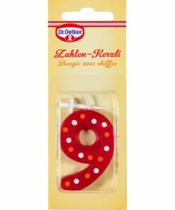 Sortie 🛒 Dr.Oetker Bougie En Forme De Chiffre 9 1 Pièce/s - Décoration De Pâtisseries 🎁