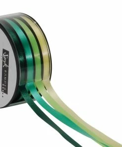 Sortie 🔔 Spyk Ruban Cadeau Kombispule 4 X 7 Mm X 7 M, Jaune/Vert - Emballage Cadeau 🔥