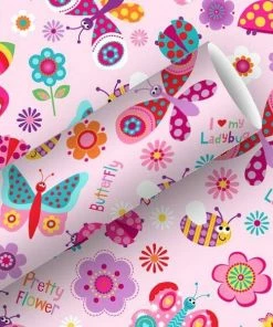 Sortie ⌛ Braun + Company Papier Cadeau Flying Friends 70 Cm X 2 M, Rose - Emballage Cadeau 👏