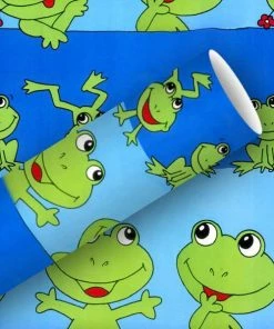 De gros 🔥 Braun + Company Papier Cadeau Froggy Bleu/Vert - Emballage Cadeau 🎉
