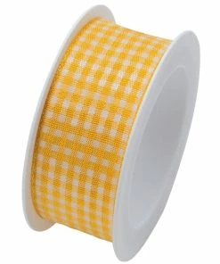 Promo ✨ Braun + Company Ruban Cadeau Vichy 25 Mm X 2 M, Jaune - Emballage Cadeau 🥰