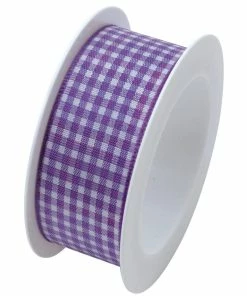 Coupon 💯 Braun + Company Ruban Cadeau Vichy 25 Mm X 2 M, Violet - Emballage Cadeau 🔥