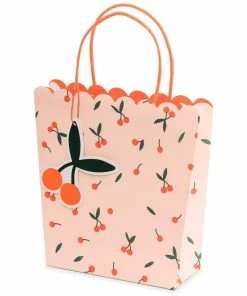 Nouveau 🎉 Partydeco Sac Cadeau Cerises 22 X 23 X 8 Cm, Rose - Emballage Cadeau 😍