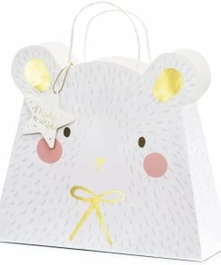 Offres 👏 Partydeco Sac Cadeau Ours Polaire 31,5 X 27 X 10 Cm, Blanc - Emballage Cadeau 😍