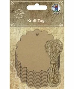 Sortie 🧨 URSUS Étiquette Pour Cadeau 6 Cm 12 Pièces, Marron - Emballage Cadeau 🔥