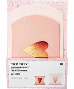 Tout neuf 🎉 Rico Design Carton Cadeau Coeurs 6 Pièce/s, Rose/Rouge - Emballage Cadeau ✨