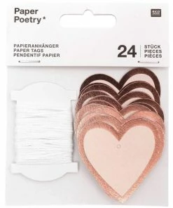 Budget 🛒 Rico Design Étiquette Pour Cadeau Coeur 24 Pièce/s, Rose - Emballage Cadeau 🎁