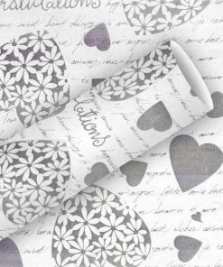 Vente flash 🧨 Braun + Company Papier Cadeau Elegant Heart Argenté/Blanc - Emballage Cadeau ✔️