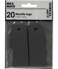 Tout neuf 👍 Creativ Company Étiquette Pour Cadeau Manila Tags, 3 X 8 Cm, 20 Pièces, Noir - Emballage Cadeau 😀